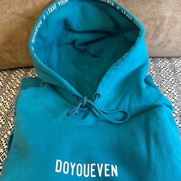 DOYOUEVEN Men’s Hoodie Size M – Teal “Leave Your Mark” Gym Sweatshirt - Picture 2 of 4